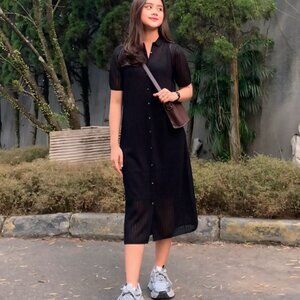 Uniqlo Black Lace Dress Two Layers